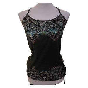 Charlotte Russe Black tank top with flower/peacock pattern